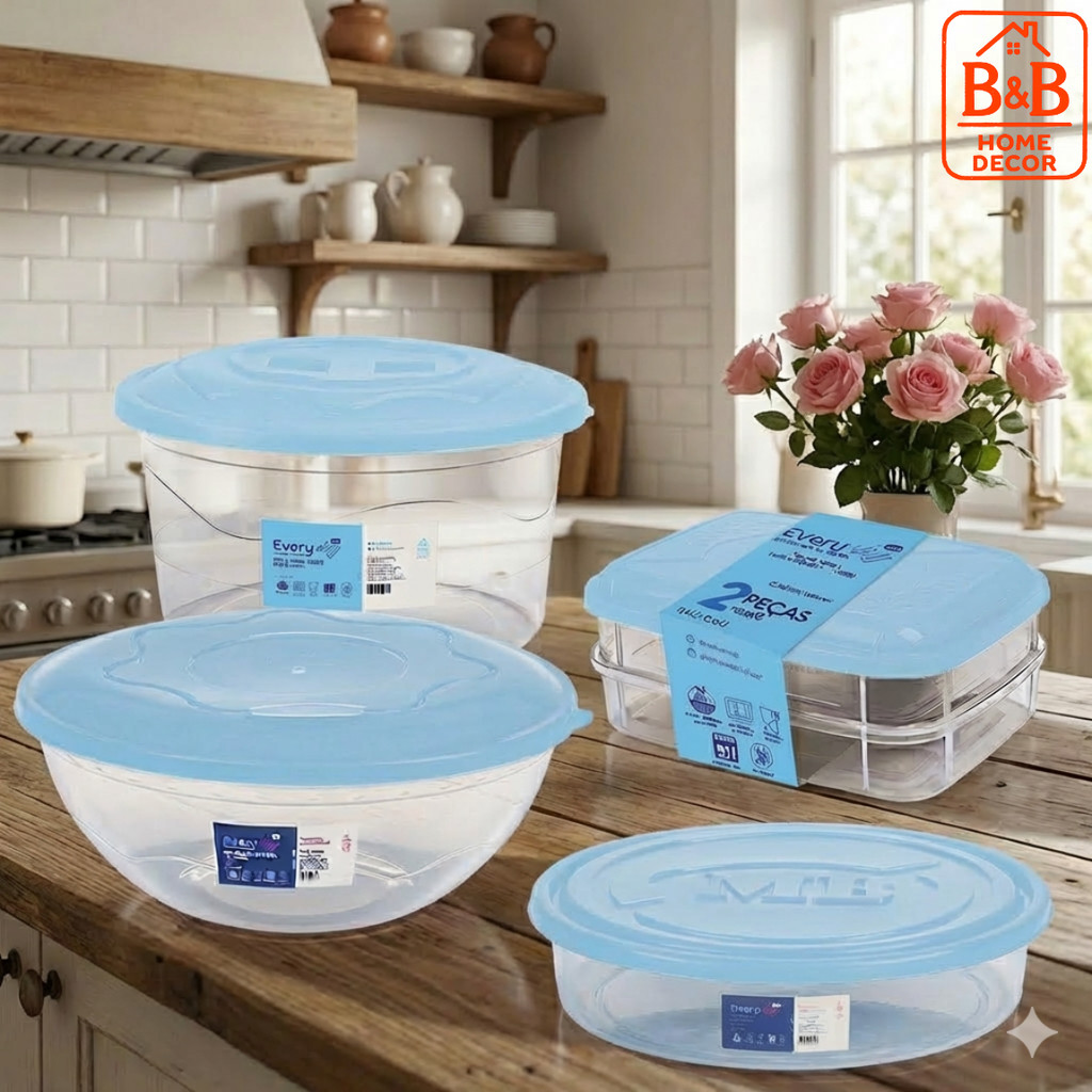 Kit Mantimentos Premium 4 Potes Porta Frios Duplo + Saladeira +Torteira Organização Completa Cozinha