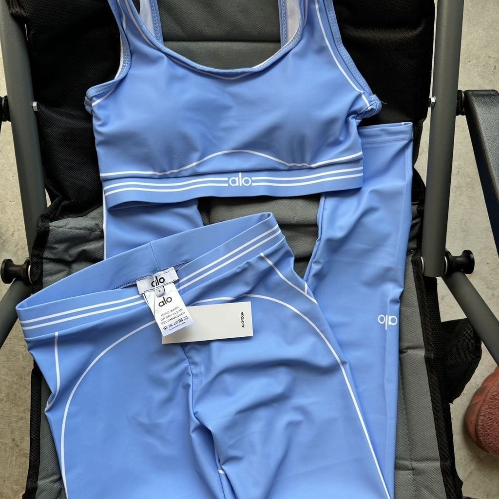 Conjunto de Yoga AL0 para Exercícios, Pilates, Corrida e Fitness, Top de Treino e Calças de Cintura Alta