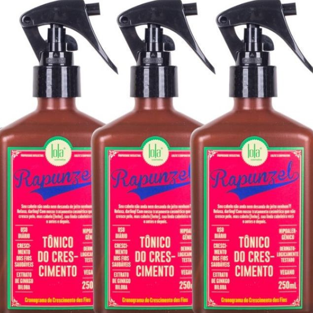 ✨ Kit 3x Rapunzel Tônico de Crescimento 250ml 💆‍♀️ Força e Crescimento Máximo | Lola Cosmetics 🧴