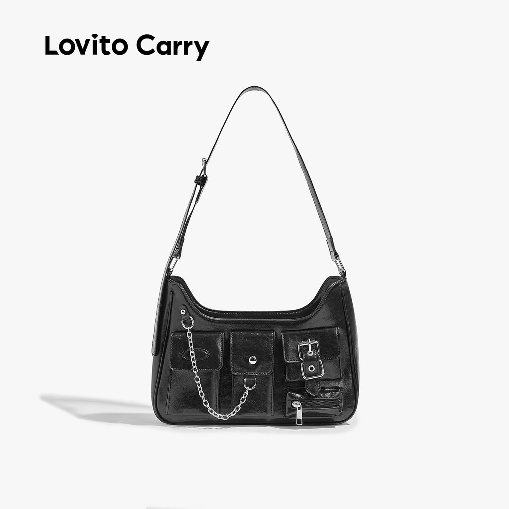(Lovito Carry) Bolsa de Ombro Pequena com Corrente Elegante para Mulheres LR25E039 em Oferta na Shopee