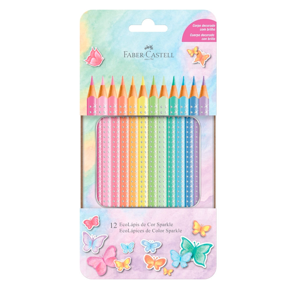 Lápis de cor 12 cores Sparkle pastel 116156 Faber-Castell