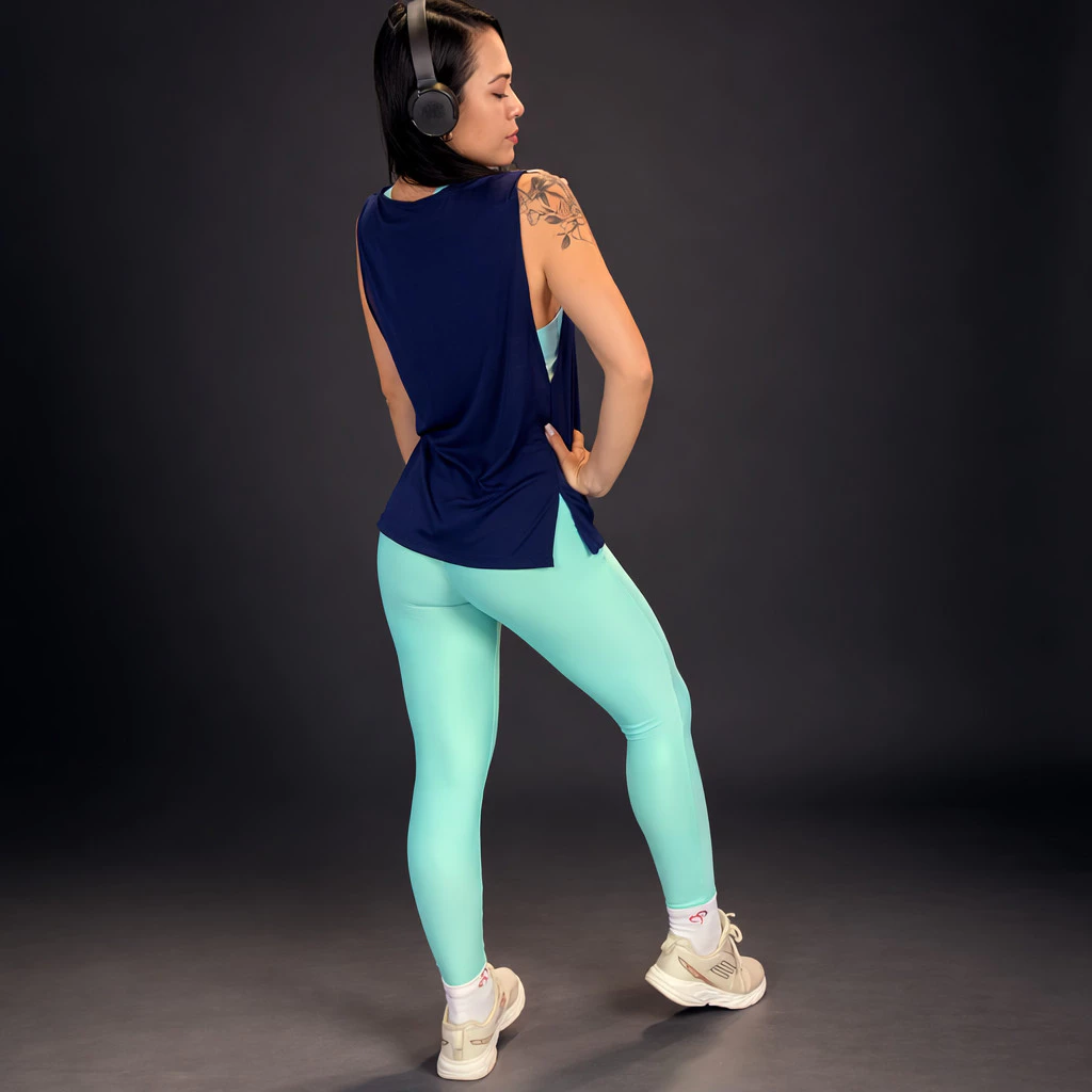 Regata Básica Feminina Fitness - TapaBumbum Tule Camiseta Top Treino Esporte academia look — imagem 1