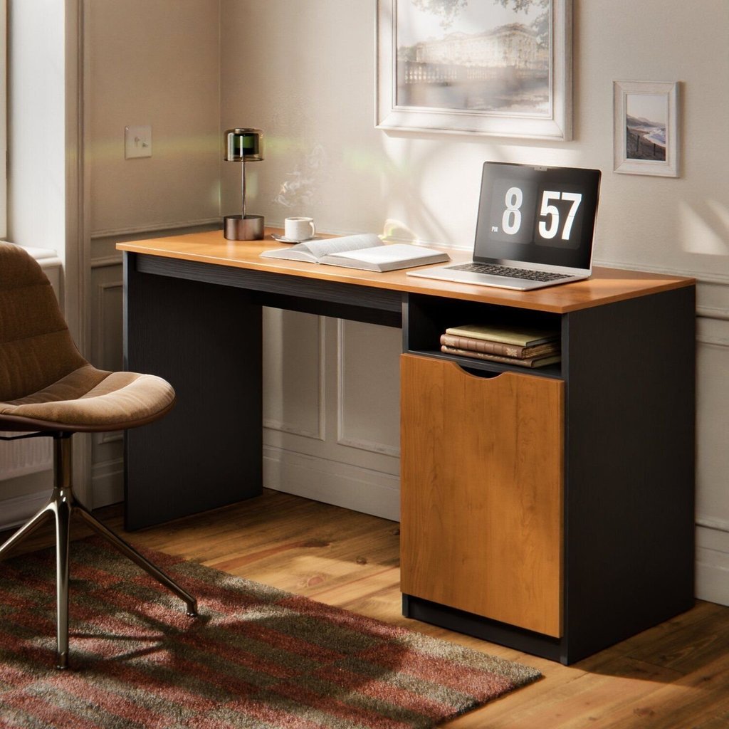 Escrivaninha para Escritório com 1 Porta e Nicho Lateral 115cm Maxi