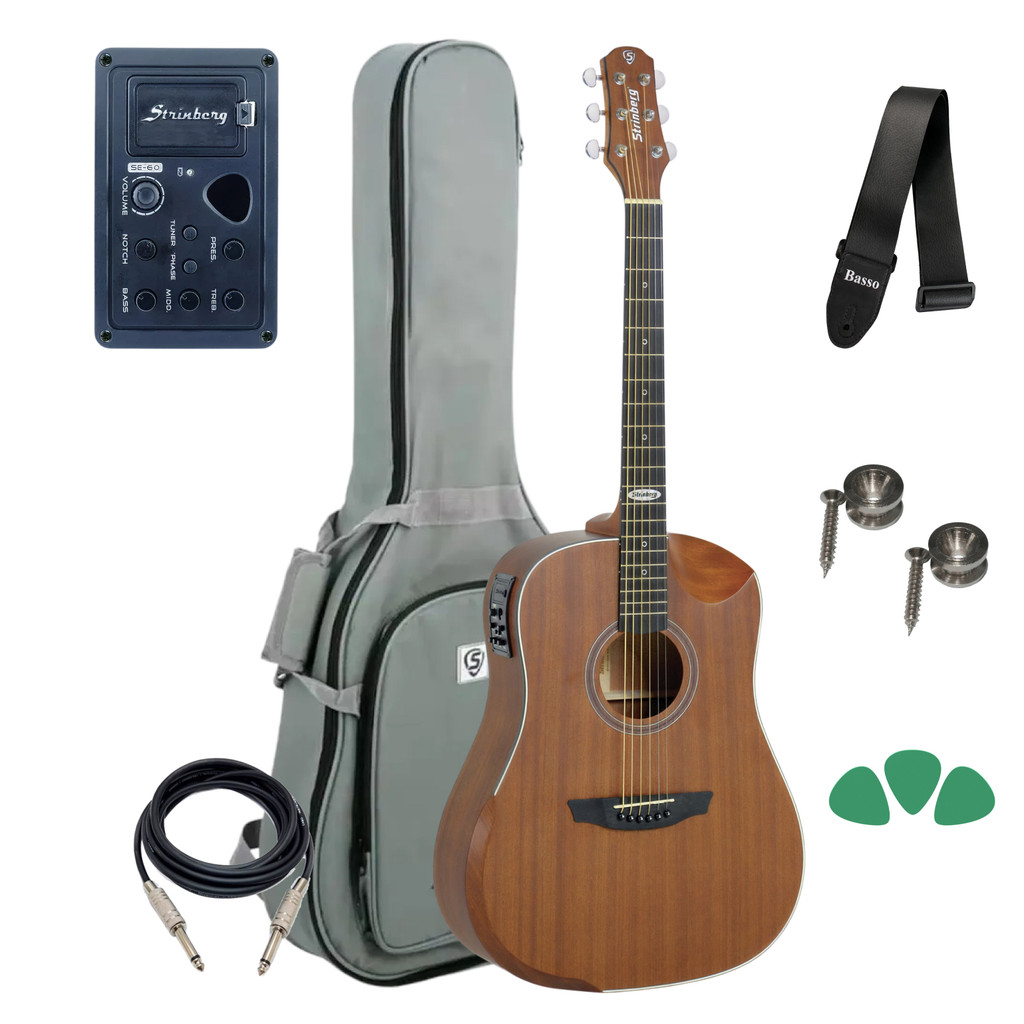 Violão Folk Strinberg Sd201 Hcr Mgs Half Cutaway Com Bag em Oferta na Shopee