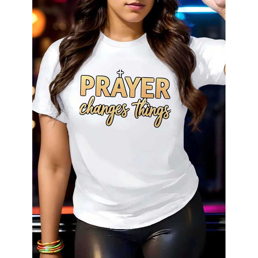 Tshirt Feminina Prayer Changes Things - Camisa Unissex 100% Algodão Plus Size