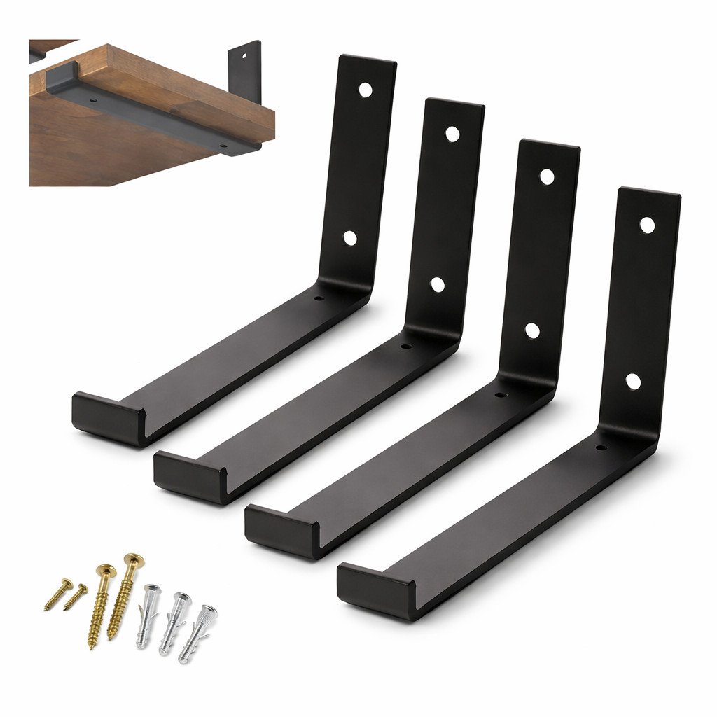 Kit com 4 Suporte Mão Francesa Invertida Ferro Reforçado Suporta até 10kg Multiuso TOP
