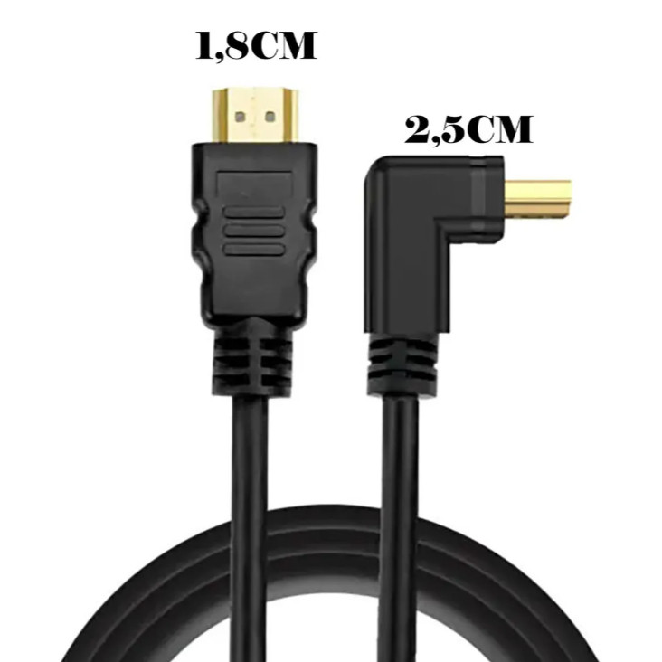 Cabo HDMI 90° Graus 1.4 Full Hd 1080 8 Canais de Áudio 1.5 Metro e 3 Metro