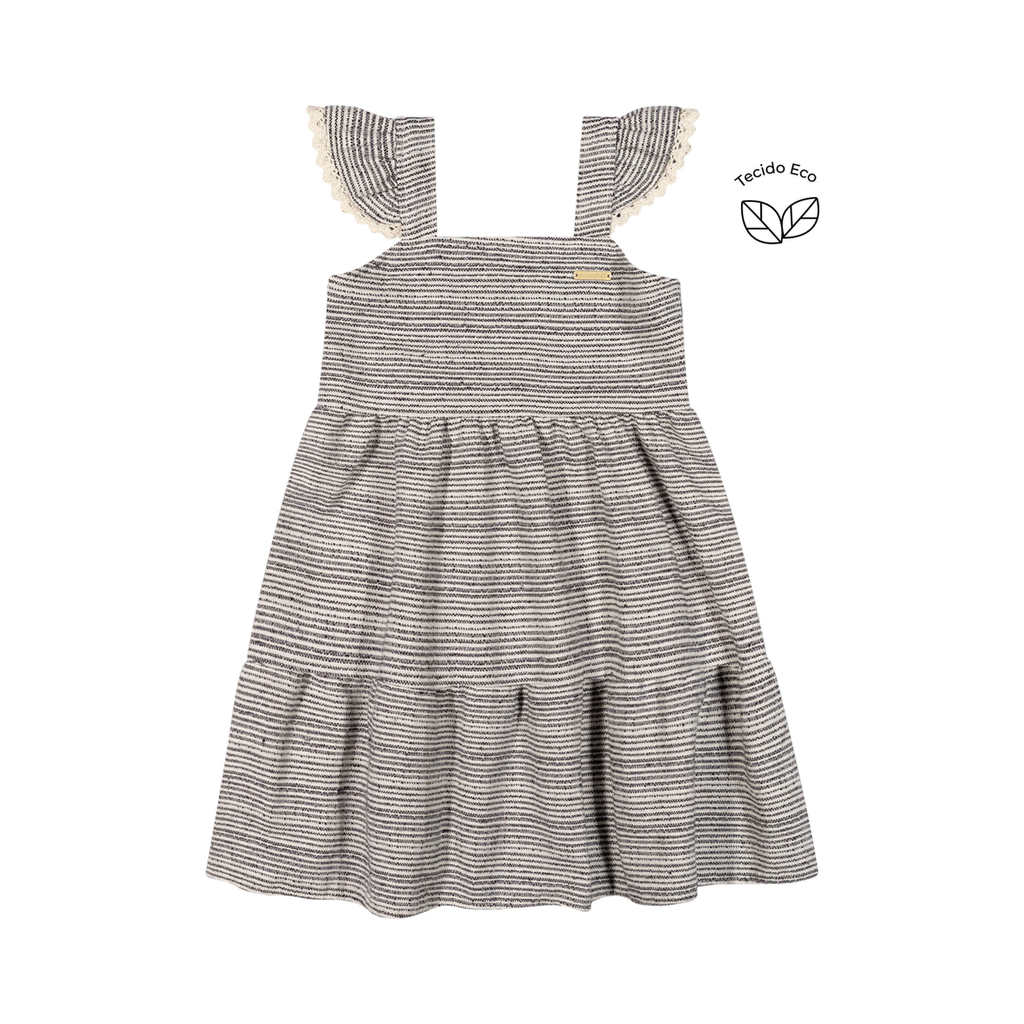 Vestido Infantil Menina Listrado Eco Colorittá Azul em Oferta na Shopee