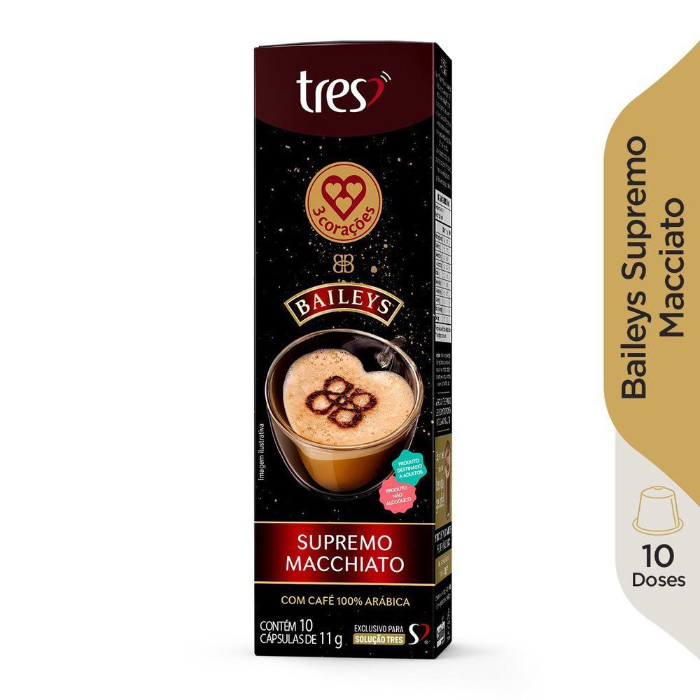 Capsula de Café Expresso 3 Corações Café Com Leite Baileys Supremo Macchiato 10 UN em Oferta na Shopee