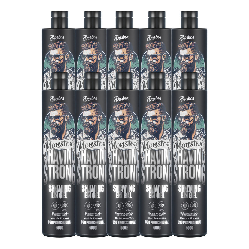 10 Shaving Gel Barbear Refrescante mentolado Aplicação Transparente 500ml Barba Pezinho E Navalhado Hidratante