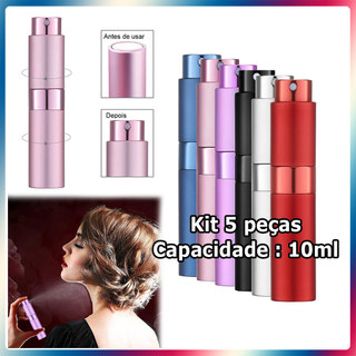 Kit 5 10ml Atomizador de perfume de viagem frasco de perfume telescópico giratório frasco spray recarregável