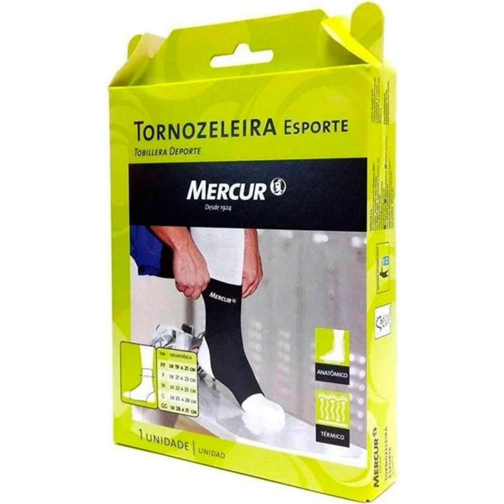 Tornozeleira Elástica Esporte Mercur Preta Tamanho M