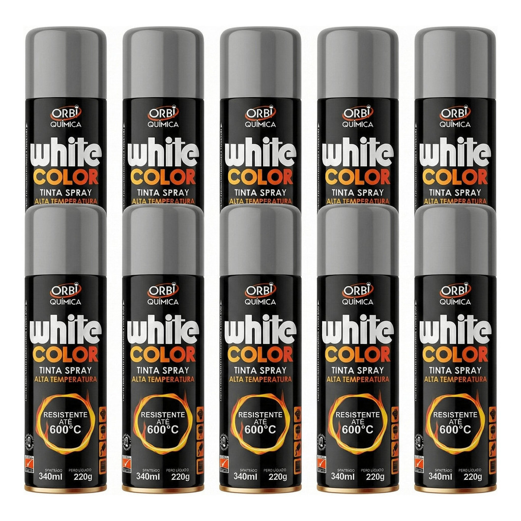 Kit 10 Orbi Spray Alta Temperatura 600ºC Para Escape Motor Forno E Churrasqueira