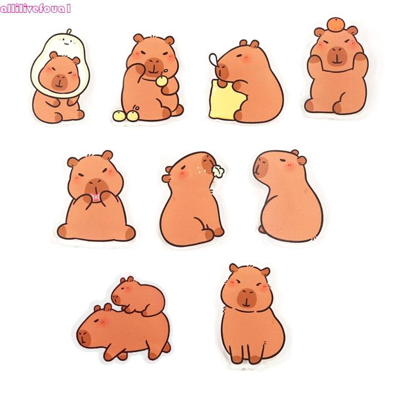 allilivefoua1 9 Peças Alfinetes Elegantes Formato Capivara, Emblema Desenho Animado, Lapela M