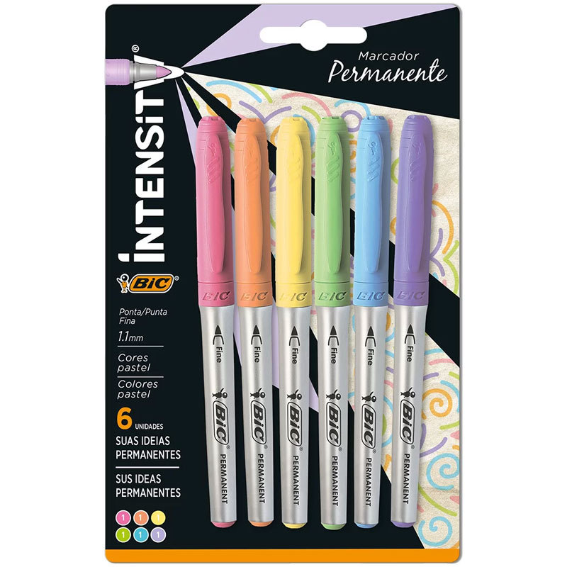 Pincel marcador permanente Marking Paradise Pastel com 6 cores 891855 Bic em Oferta na Shopee