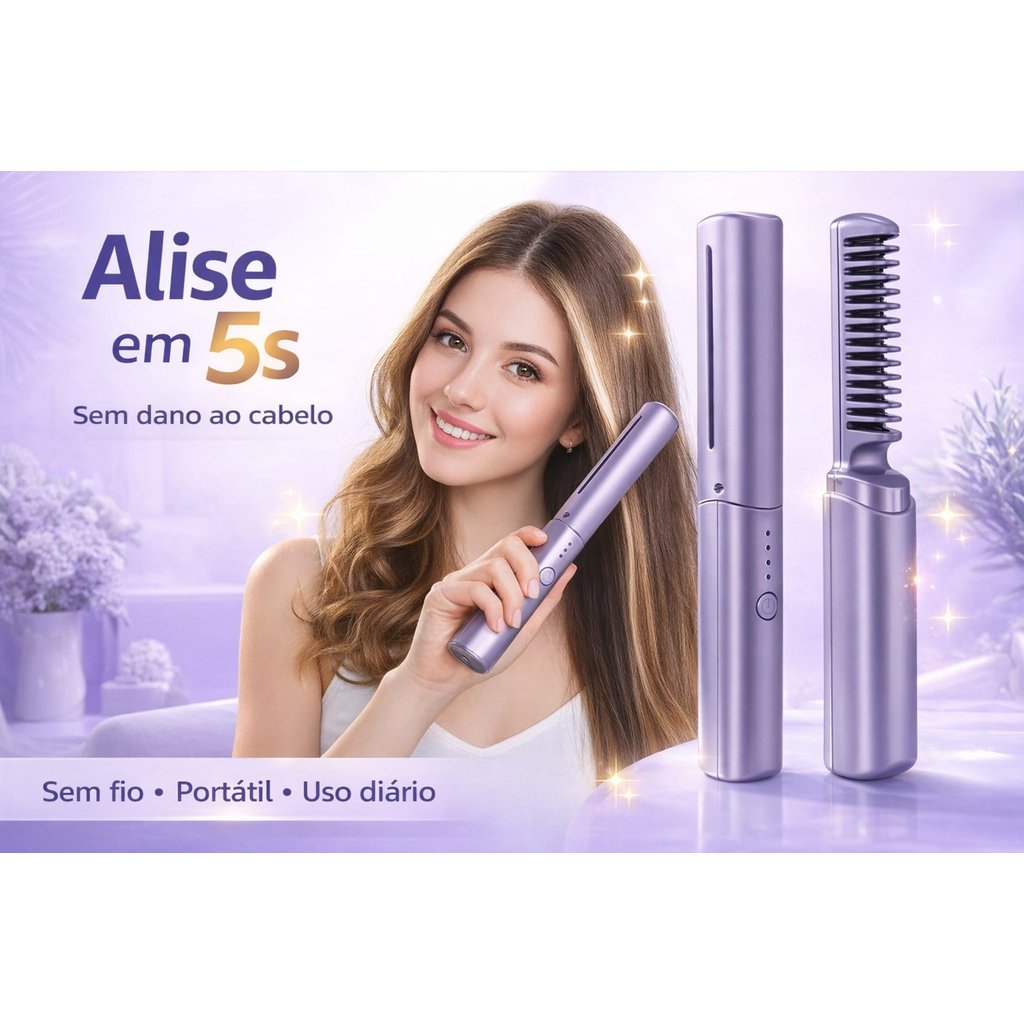 Escova De Alisamento Capilar Alisador De Cabelo Aquecido Recarregável Mini Pente Portátil - Rápido