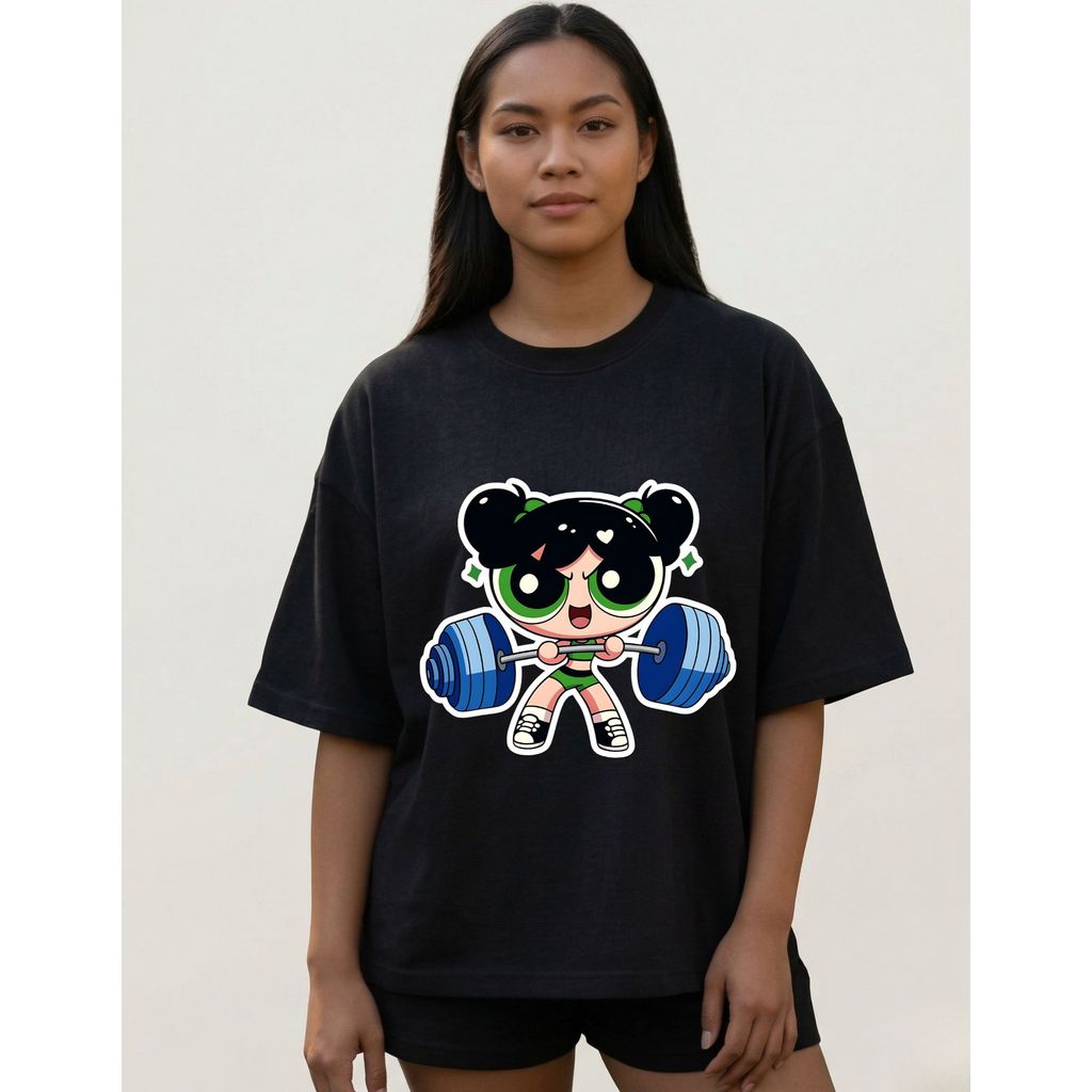 Camiseta Oversized  Feminina Academia super poderosas docinha gym Streetwear Aesthetic