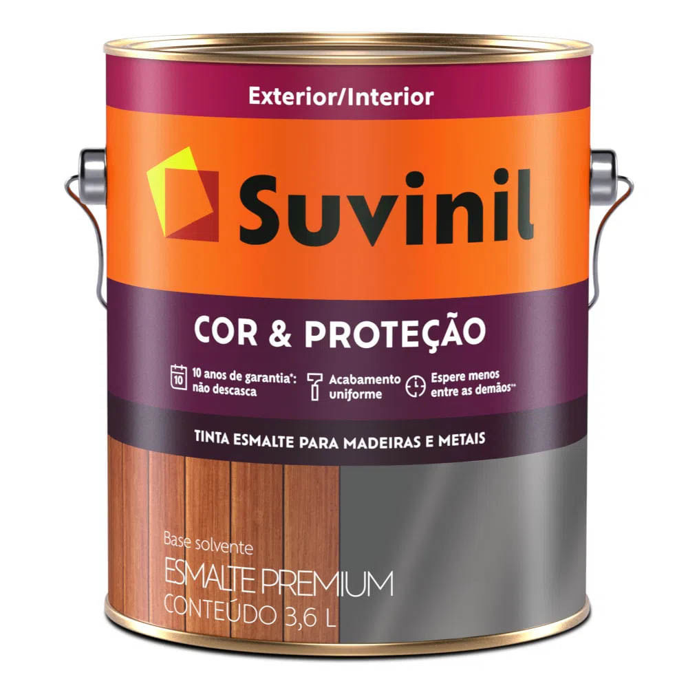 Tinta Esmalte Preto 3,6L Suvinil Cor e Proteção