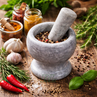 Pilão Em Mármore Natural Socador Triturador Manual Temperos Alho Ervas Cozinha em Oferta na Shopee