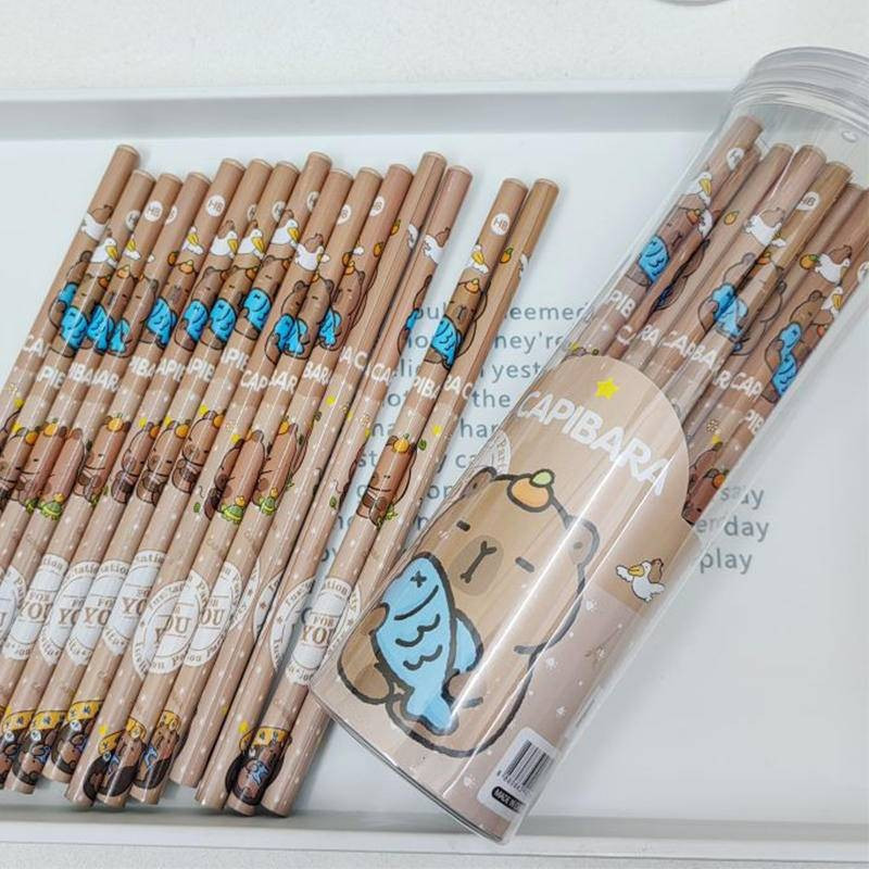 30 Pçs/Set Capivara Bonito Kawaii Dos Desenhos Animados Lápis HB Esboço Itens Desenho Papelaria Estudante Escola Materia
