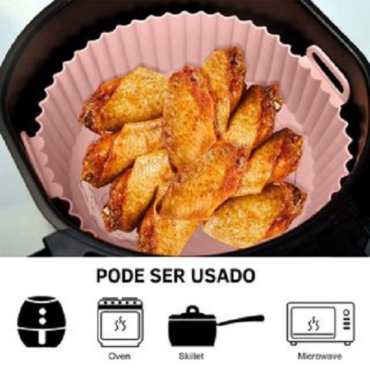 Kit 3 Forma De Silicone Para Air Fryer Forno Microondas Fritadeira Assadeira – Reutilizável Antiaderente Flexível