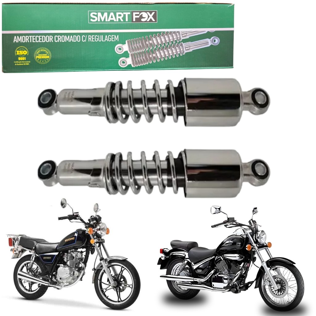 PAR AMORTECEDOR SUSPENSÃO TRASEIRO CROMADO SMARTFOX SUZUKI INTRUDER 125 INTRUDER 250