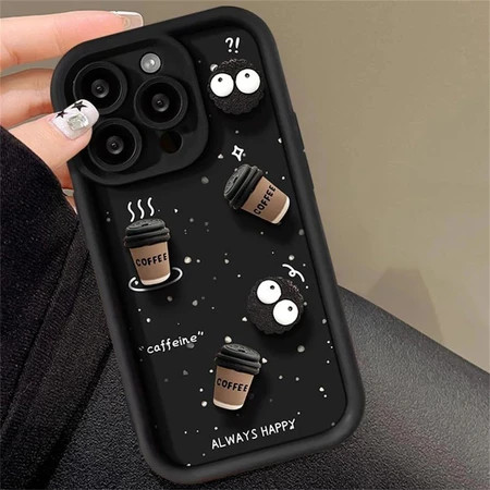 3D Café Bolas TPU anti-impacto Capinha Capa Para IPHONE 13 11 15 14 12 16 17 PRO MAX AIR X XR XS MAX 14 15 16 PLUS