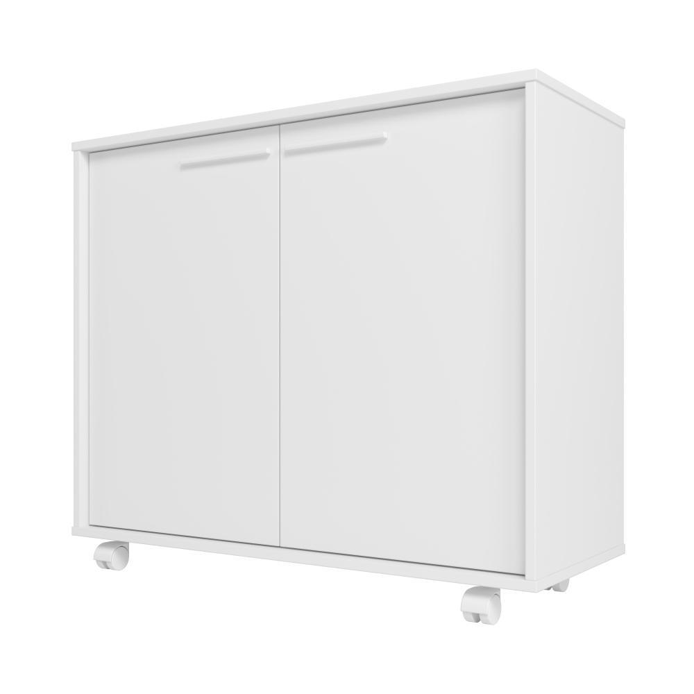 Balcão Multiuso 2 Portas 2 Prateleiras BMU114 com Rodízios Branco - BRV Móveis