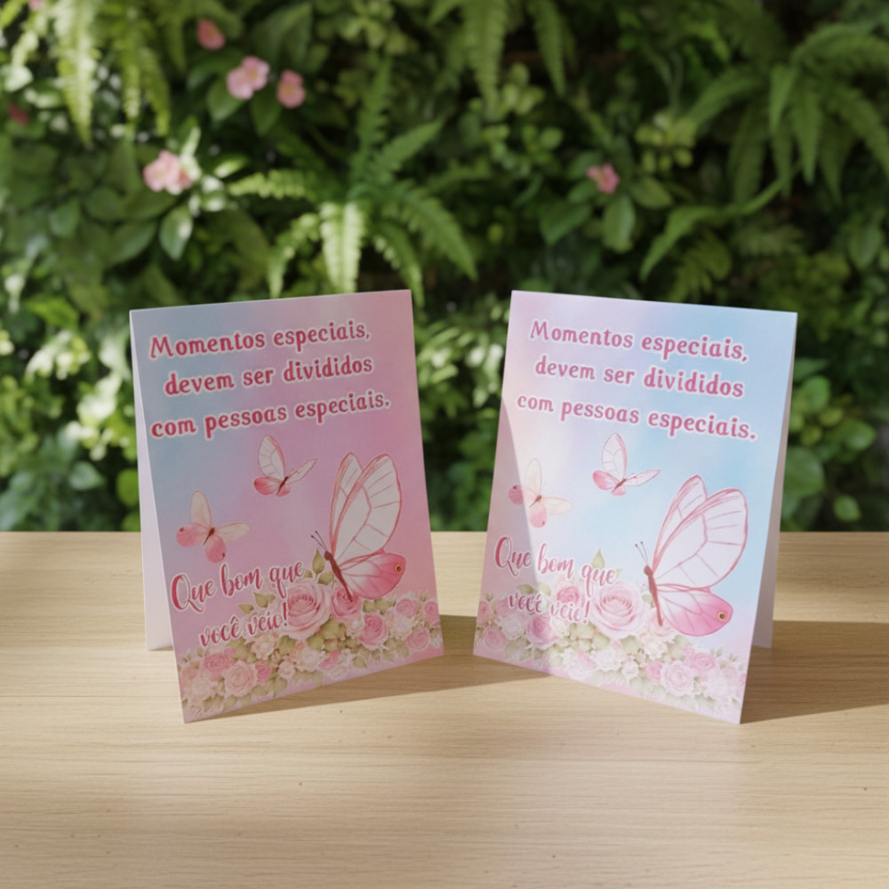 Plaquinhas de Agradecimento Enfeite/ Centro de mesa Tema Personalizado JARDIM FLORAL ROSA BOBORLETAS