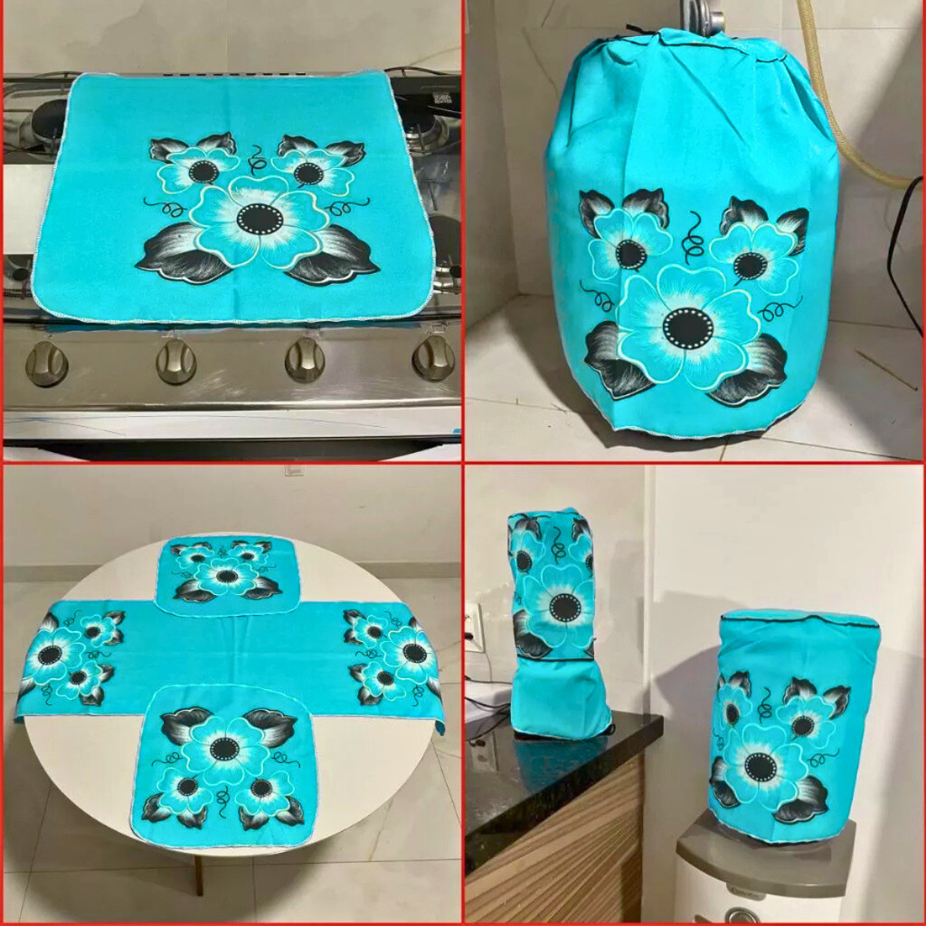 Conjunto Kit de Cozinha Jogo de Capas 7 Peças Estampado Decoração Elegante Promoçã Oferta Barata