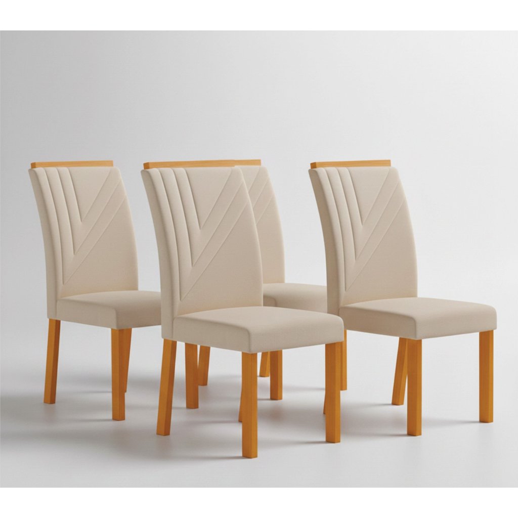 Conjunto 4 Cadeiras de Jantar em MDF com Assento e Encosto Estofados Miami Freijó e Palha  YesCasa Palha em Oferta na Shopee