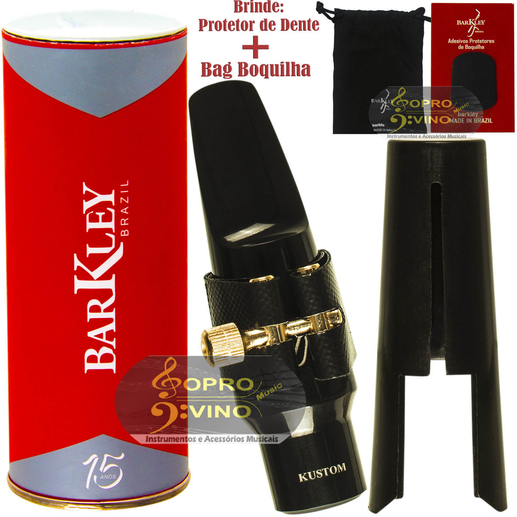Boquilha Sax Tenor Barkley Pop 8 Kustom Completa Bag Protetor Brindes
