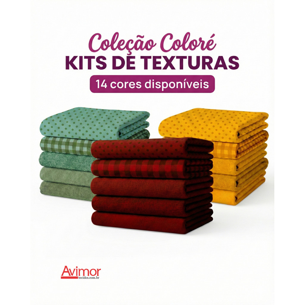 Kit 5 Tecidos 0,50x1,50 Composê Tricoline 100% Algodão Coloré Várias Cores KT060 em Oferta na Shopee