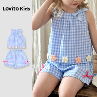 Lovito Kids Conjuntos de Shorts Fofos Apliques Primavera/verão Shorts Azul para Meninas L168LD199 em Oferta na Shopee