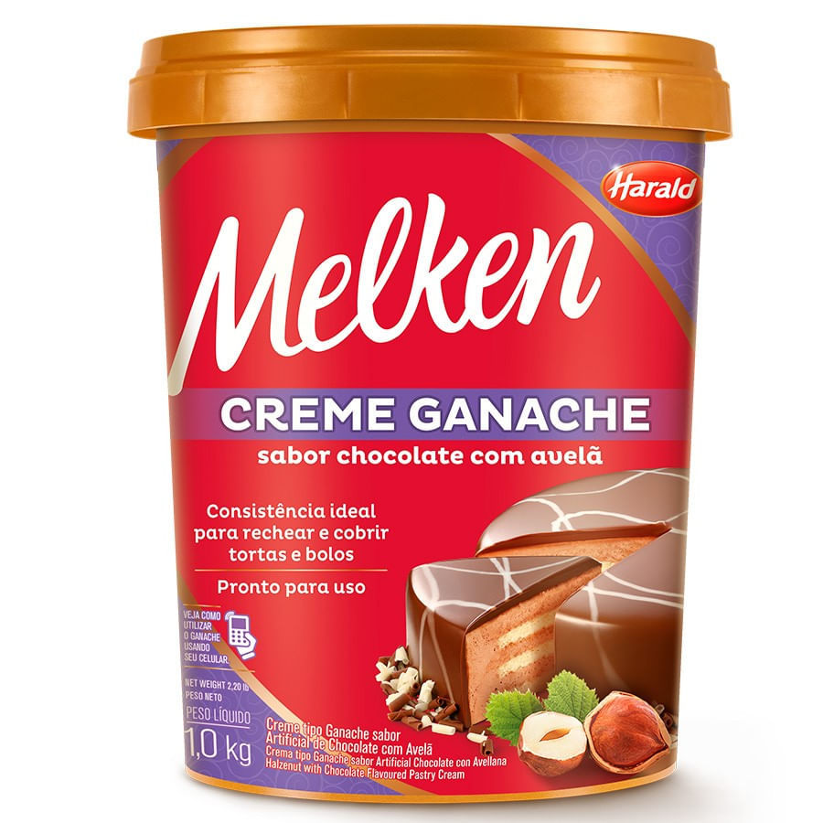 Creme Ganache Pronto Melken 1kg Chocolate com Avelã