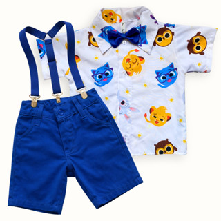 Conjunto Bolofofos Infantil Look Festa, Aniversário e Mesversário Roupa Temática Menino com Suspensório e Gravata em Oferta na Shopee