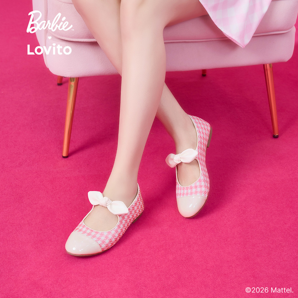 Barbie™ X Lovito Sapatos Baixos de Ballet Estilo Preguiçoso Francês Elegante para Mulheres LB1AD009