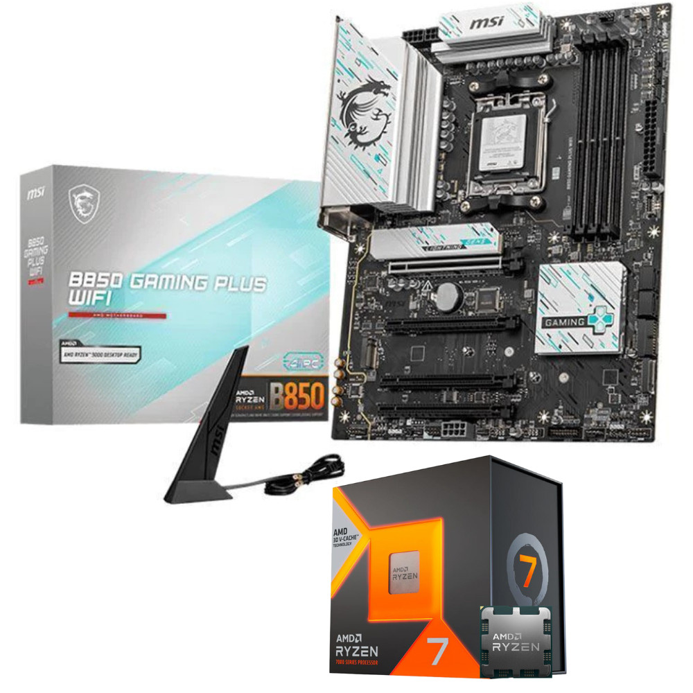 Kit-Placa-Mãe MSI B850 G PLUS WIFI +Ryzen 7 7800X3D 4.2GHZ