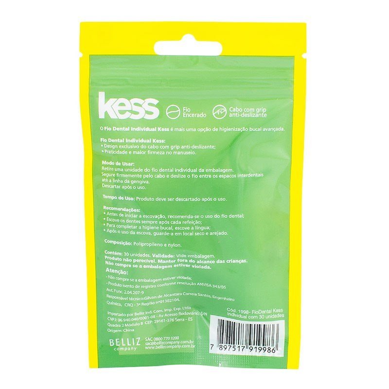 Fio Dental Kess Individual Com 30 Unidades - 1998
