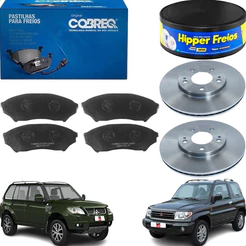 Kit Discos Freio + Pastilhas Pajero Tr4 02 03 04 05 06 07 08