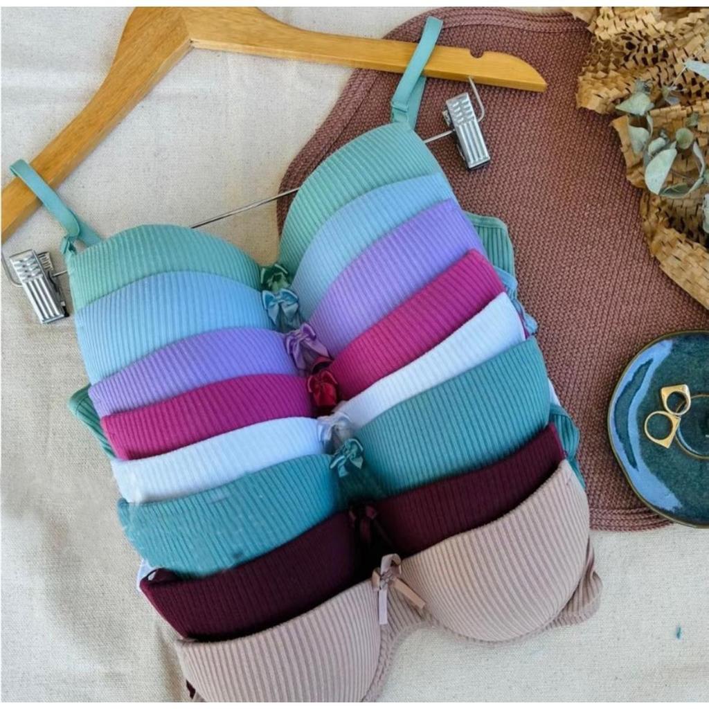 Kit 2 Sutia com Bojo Canelado Liso Soutien Básico Dia a Dia Sutian Confortável Moda Feminina