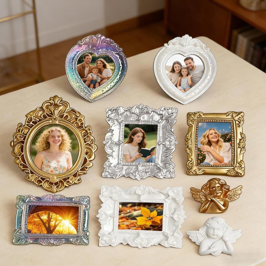Molduras Em Miniatura Antiga Pequena Resina Vintage Fotografia Decoração 9 Peças Mini Exibição De Imagem DIY alpirrt3br