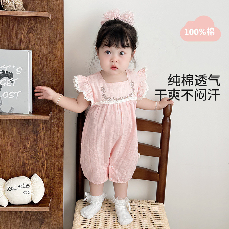 Bebê roupas de bebê verão estilo fino verão infantil macacão cem dias Outing roupas do bebê menina macacão roupas de ver
