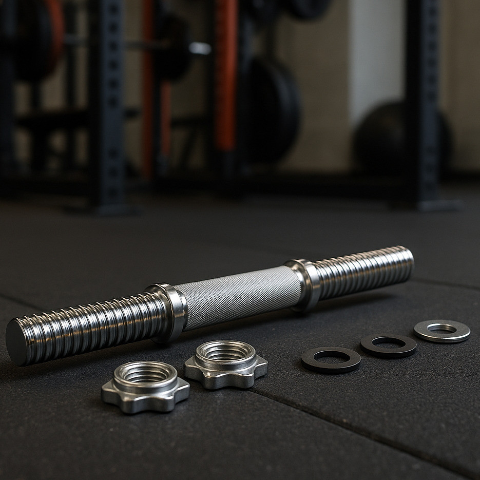 Barra Halteres 40cm Halter para Academia Musculação Cromada Maciça 28mm com Rosca Presilha