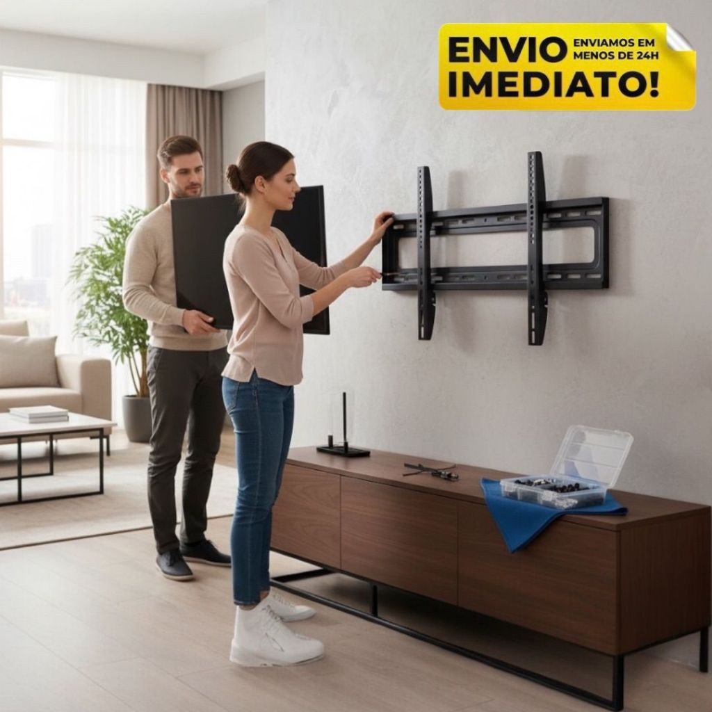 Suporte Fixo para TV 30 a 86 Polegadas Lcd Led Oled Qled Samsung LG Universal de Parede Reforçado