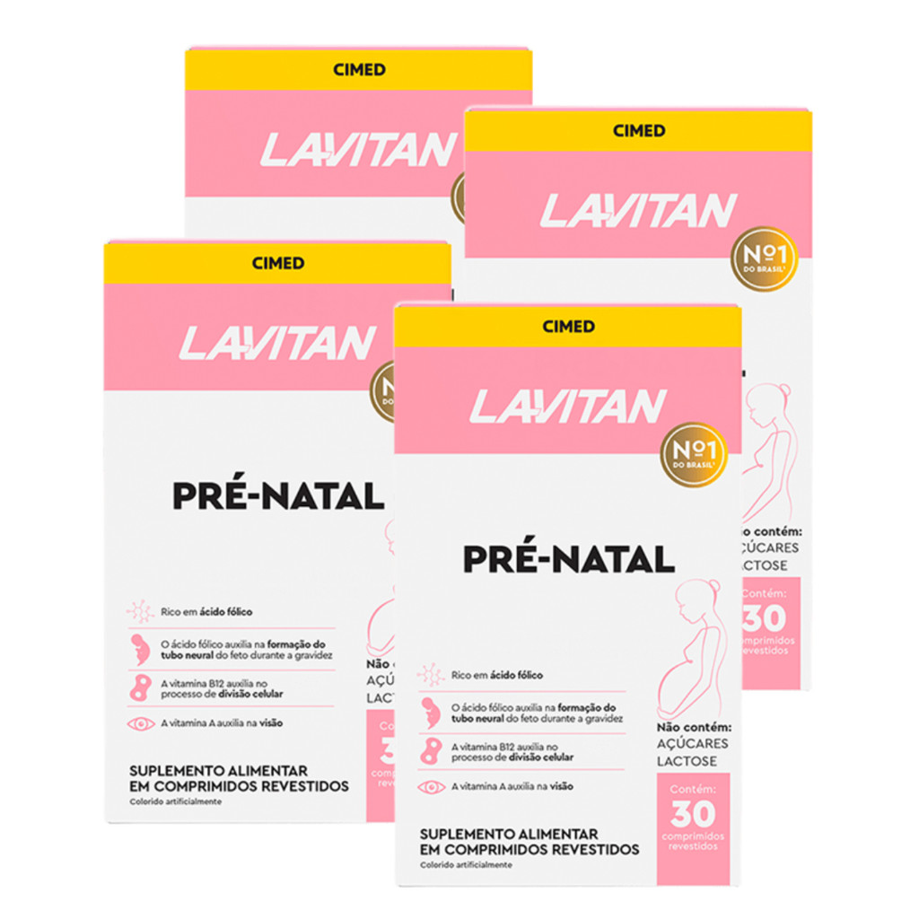 Kit 4 Lavitan Pré-Natal Multi Cimed 30 Comprimidos | Mais Economia