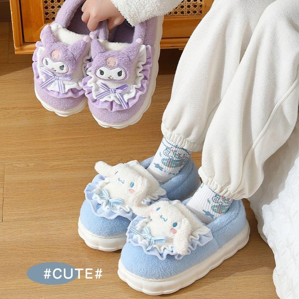 Chinelos Sanrio , Kuromi Cinnamoroll Melody Plush , Hello Kitty Purin Home Shoes