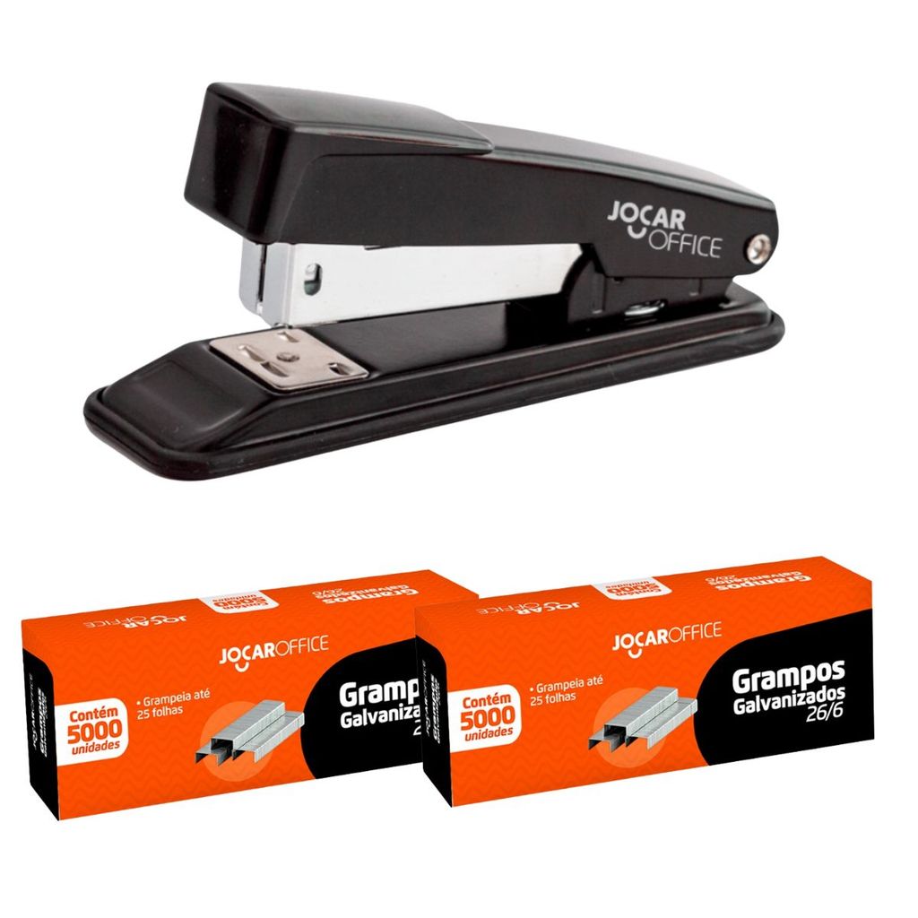 Grampeador Metal + 2 Grampos Galvanizado 26/6 Jocar Office