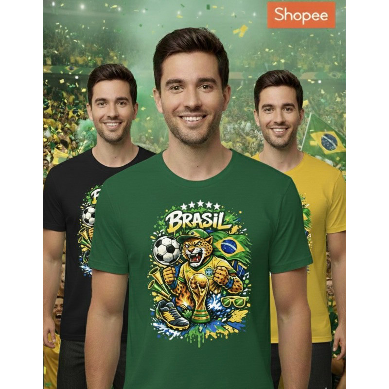 Camiseta Brasil Seleção Brasileira Copa do Mundo Verde Amarela Torcida Futebol Mundial Unissex