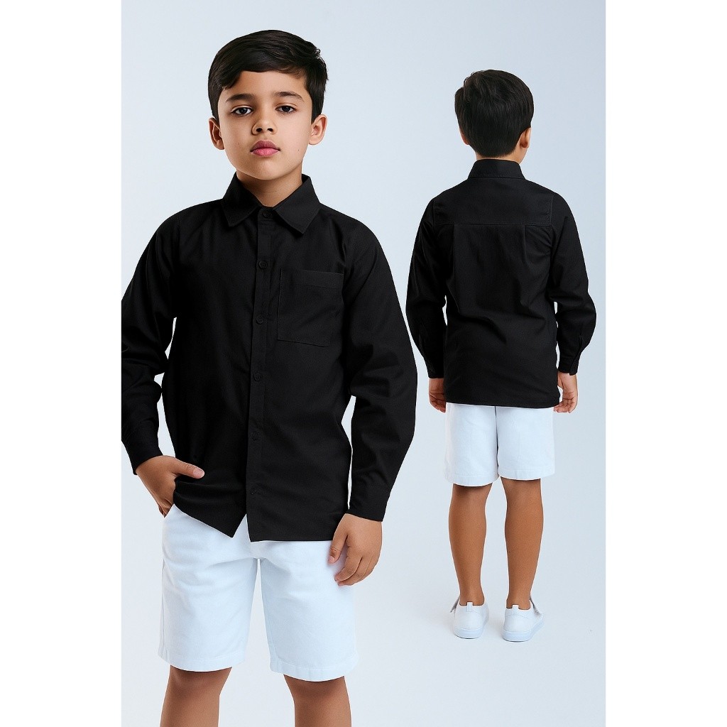 Camisa Infantil Social Confortavel  Nao Amarrota Masculina de Botão e Tecido Com Algodão Para Menino